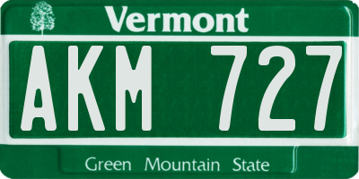 VT license plate AKM727