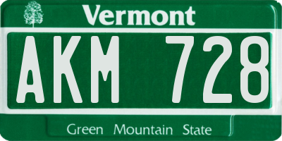 VT license plate AKM728