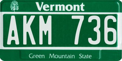 VT license plate AKM736
