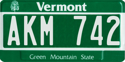 VT license plate AKM742