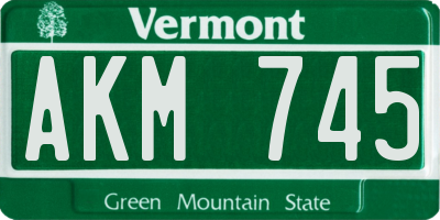 VT license plate AKM745