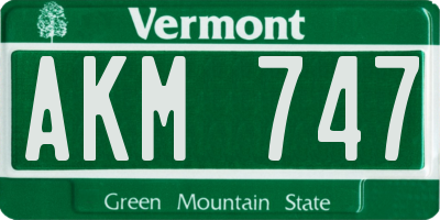 VT license plate AKM747