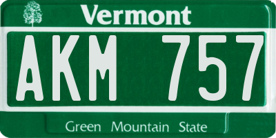 VT license plate AKM757