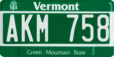 VT license plate AKM758