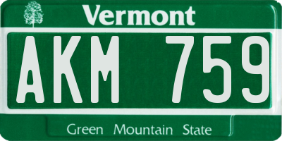 VT license plate AKM759