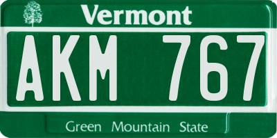 VT license plate AKM767