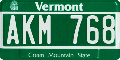 VT license plate AKM768