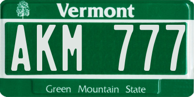 VT license plate AKM777
