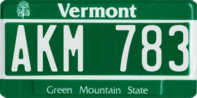 VT license plate AKM783