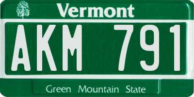 VT license plate AKM791