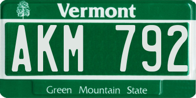 VT license plate AKM792