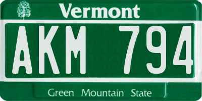 VT license plate AKM794