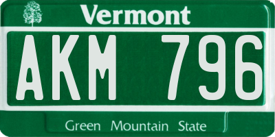 VT license plate AKM796