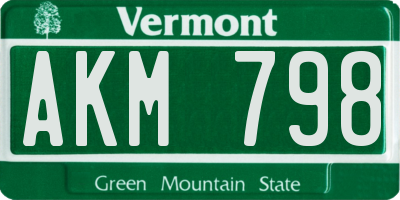 VT license plate AKM798