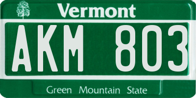 VT license plate AKM803