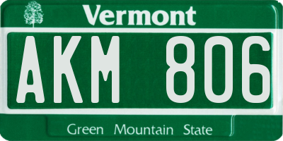 VT license plate AKM806