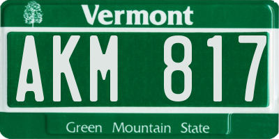 VT license plate AKM817