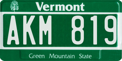 VT license plate AKM819