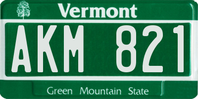 VT license plate AKM821