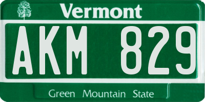 VT license plate AKM829