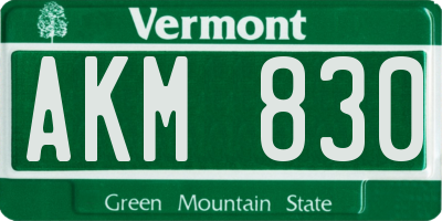 VT license plate AKM830