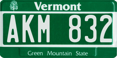 VT license plate AKM832