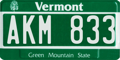 VT license plate AKM833