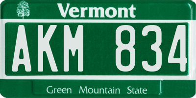 VT license plate AKM834