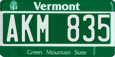 VT license plate AKM835