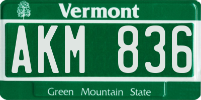 VT license plate AKM836