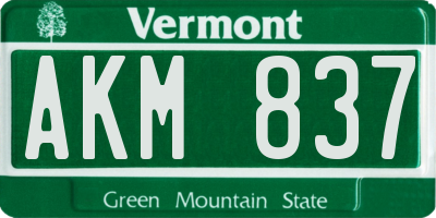 VT license plate AKM837