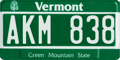 VT license plate AKM838
