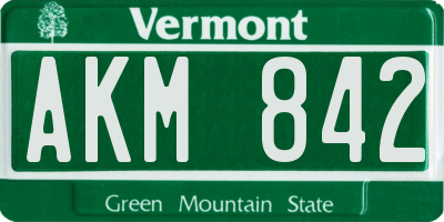 VT license plate AKM842