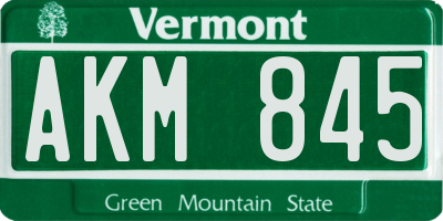 VT license plate AKM845