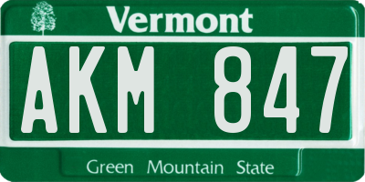 VT license plate AKM847