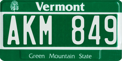 VT license plate AKM849