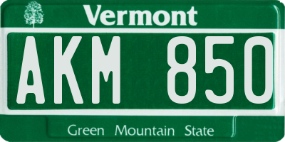 VT license plate AKM850