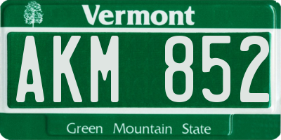 VT license plate AKM852