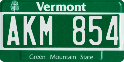 VT license plate AKM854