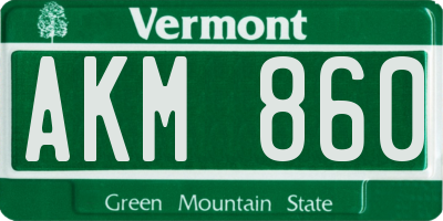 VT license plate AKM860