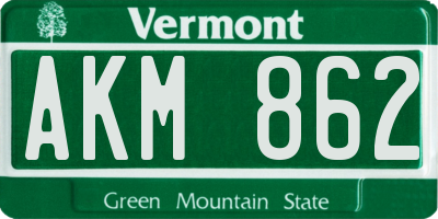 VT license plate AKM862