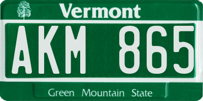 VT license plate AKM865