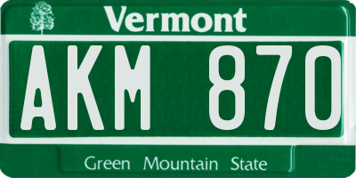 VT license plate AKM870