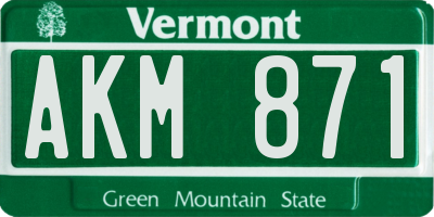 VT license plate AKM871