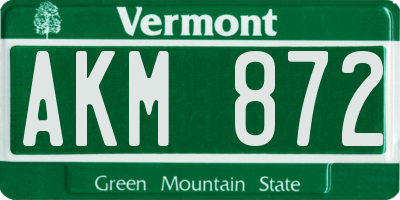 VT license plate AKM872