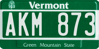 VT license plate AKM873
