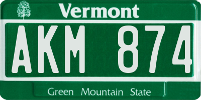 VT license plate AKM874