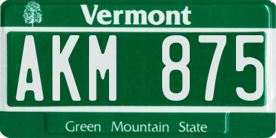 VT license plate AKM875