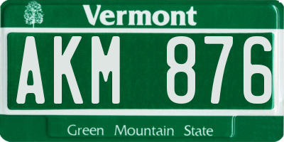 VT license plate AKM876