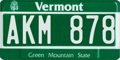 VT license plate AKM878